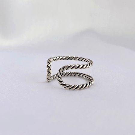 925 Sterling Silver Dual Layer Twisted Band Ring